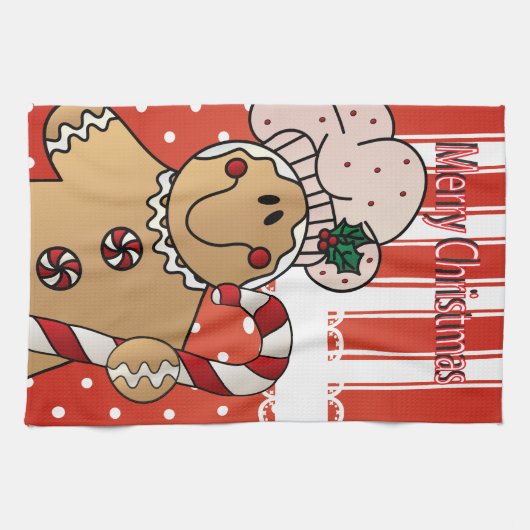 Merry kerst Gingerbrood Man Theedoek (Horizontaal)