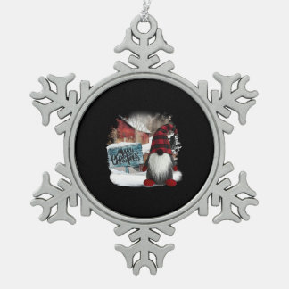 Merry kerst gnome tin sneeuwvlok ornament