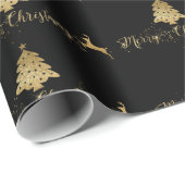 Merry kerst Gold Black Pattern Typografie Cadeaupapier (Rol Hoek)