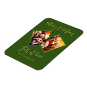 Merry kerst Gold Fotonaam Green Magnet Magneet (Linkerzijde)