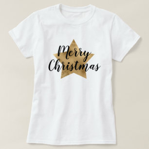 Merry kerst Gold Star T-shirt