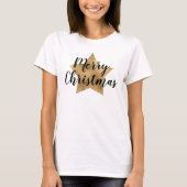 Merry kerst Gold Star T-shirt (Voorkant)