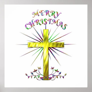 Merry kerst Golden Cross Poster