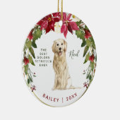 Merry kerst Golden Retriever | Foto van uw honden Keramisch Ornament (Rechts)