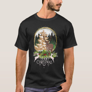 Merry kerst Golden Tree Deer_1 T-shirt