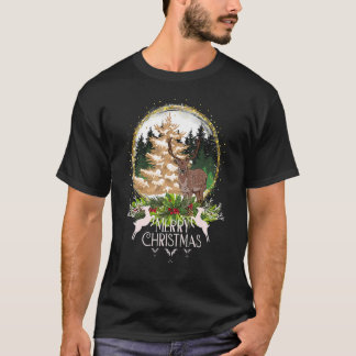 Merry kerst Golden Tree Deer_1 T-shirt