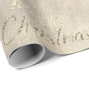 Merry kerst Goud Sepia Burlap Cottage Cadeaupapier