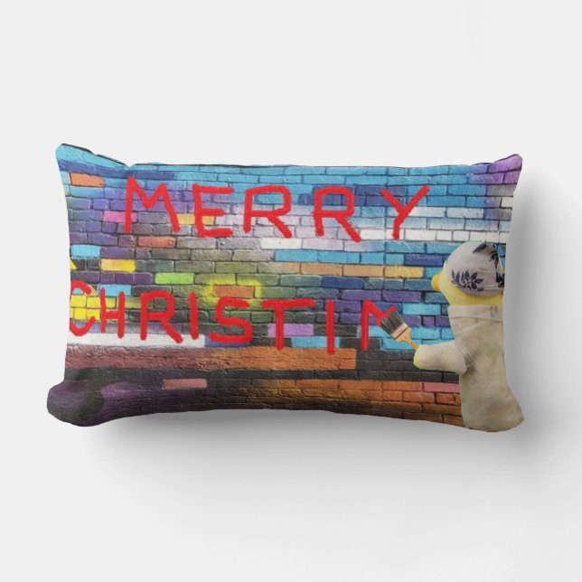 Merry kerst graffiti Lumbar Pillow Kussen (Voorkant)
