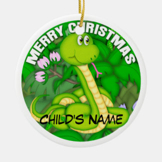 Merry kerst Green Snake Keramisch Ornament