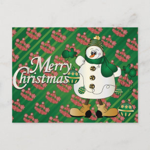 Merry kerst Green Snowman Feestdagenkaart