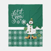 Merry kerst Green Snowman Fleece Deken (Voorkant)