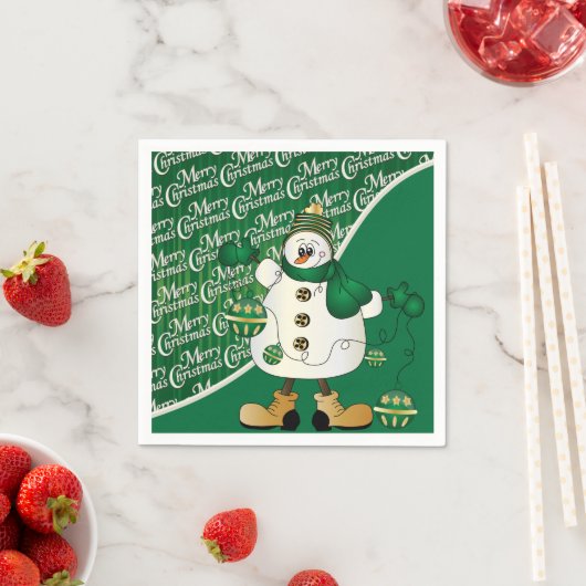 Merry kerst Green Snowman Servetten (Insitu)