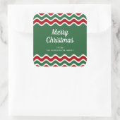 Merry kerst Green Striped Pattern Vierkante Sticker (Tas)