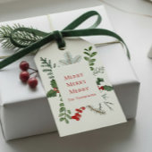Merry (Kerst) Groen & Bessen Elegant Cadeaulabel