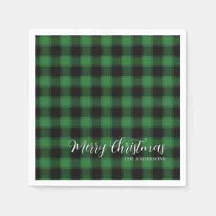 Merry kerst Groen Gecontroleerd Patroon Servet