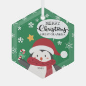 Merry kerst Grote Oma Penguin Glas Ornament (Voorkant)