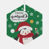 Merry kerst Grote Oma Penguin Glas Ornament (Achterkant)