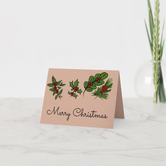 Merry kerst Hollies-kaart Bedankkaart (Voorkant)