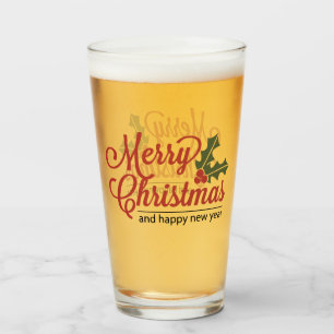 Merry kerst Holly Beer Glass Glas