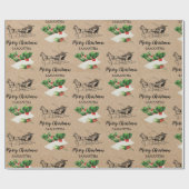 Merry kerst Holly Berries Winter Kraft Brown Cadeaupapier (Vlak)