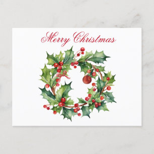 Merry kerst Holly Berry Wreath Feestdagenkaart