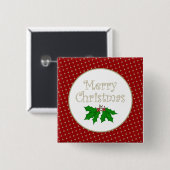 Merry kerst Holly Button (Voorkant /achterkant)