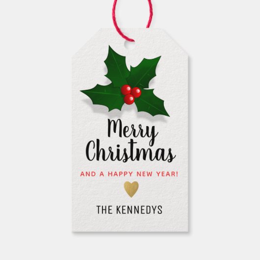 Merry kerst Holly Cadeaulabel (Achterkant)