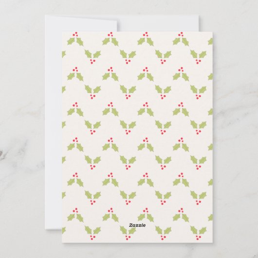 Merry kerst Holly Chevron Pattern-fotokaart Feestdagenkaart (Achterkant)