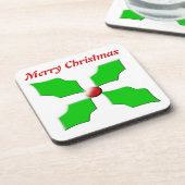 Merry kerst Holly  Cork Onderzetter (Linkerzijde)
