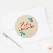 Merry kerst Holly Design Ronde Sticker (Envelop)
