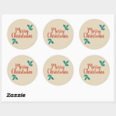 Merry kerst Holly Design Ronde Sticker (Vel)