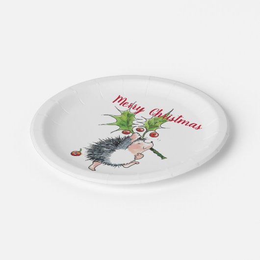 Merry kerst Holly Hedegel Papieren Bordje (Gekanteld)