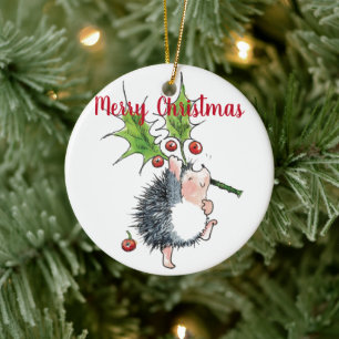 Merry kerst Holly Hedgel Personalized Keramisch Ornament