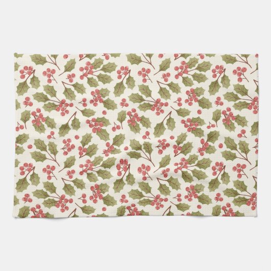 Merry kerst Holly Pattern Theedoek (Horizontaal)