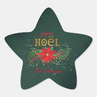 Merry kerst Joyeux Noel Star Green French Ster Sticker