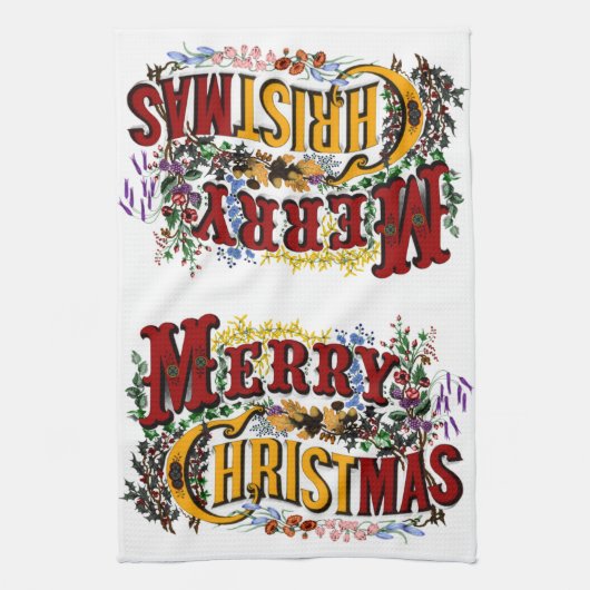 Merry kerst Kitchen Towel Theedoek (Verticaal)