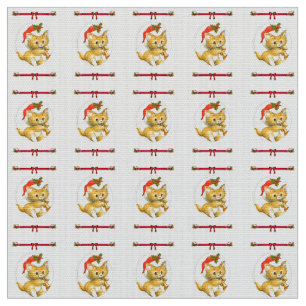 Merry kerst Kitten Fabric Stof