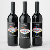 Merry kerst Las Vegas Wijn Etiket (Flessen)