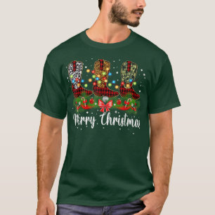 Merry kerst leopard Cowboy Boot Westerne kerstman T-shirt