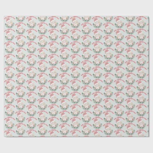 Merry kerst Little Girl Personalized Wreath Cadeaupapier (Vlak)