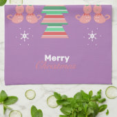 Merry kerst met kerstbomen Kat Pattern Kitchen Tow Theedoek (Gevouwen)