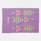 Merry kerst met kerstbomen Kat Pattern Kitchen Tow Theedoek (Horizontaal)
