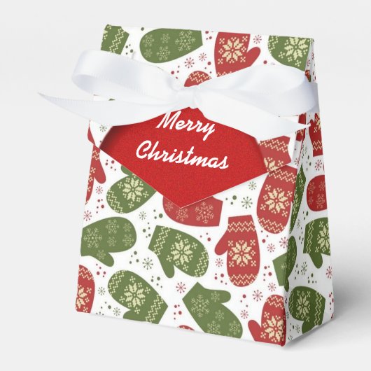 Merry kerst Mittens Pattern Favor Box Bedankdoosjes (Voorkant Zijde)