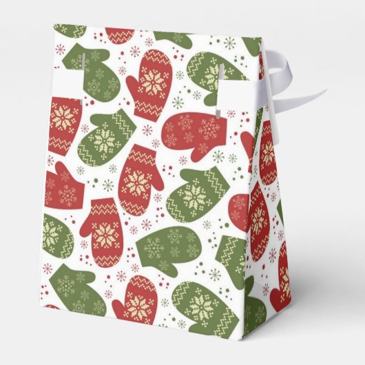 Merry kerst Mittens Pattern Favor Box Bedankdoosjes (Achterkant)