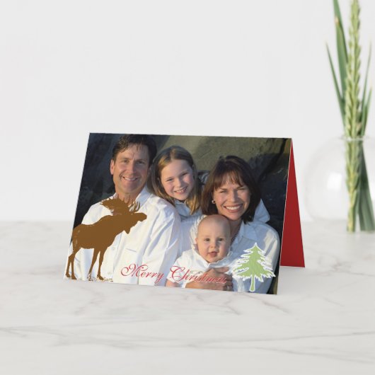 Merry kerst Moose Feestdagen Kaart (Voorkant)