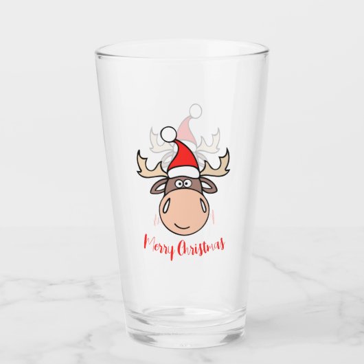 Merry kerst Moose Glas (Voorkant)