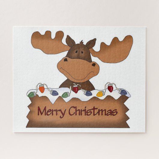 Merry kerst Moose Legpuzzel (Horizontaal)