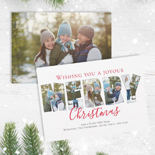 Merry kerst Multi Photo Collage Typografie Feestdagenkaart