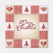 Merry kerst Patchwork Magneet (Voorkant)