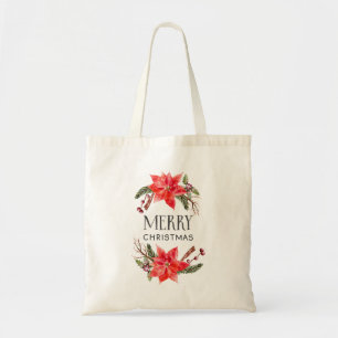 Merry kerst Poinsettia Tote Bag